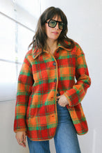 Load image into Gallery viewer, Orange Plaid Jesse Sherpa Jacket
