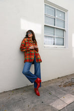Load image into Gallery viewer, Orange Plaid Jesse Sherpa Jacket
