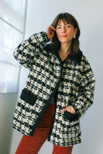 Load image into Gallery viewer, Black Houndstooth Monique Sherpa Jacket
