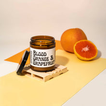 Load image into Gallery viewer, Blood Orange &amp; Grapefruit 16 oz Large Amber Jar
