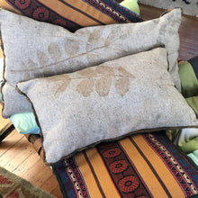 Load image into Gallery viewer, Eco print on confetti wool/pixel stripe wool back, lumbar
