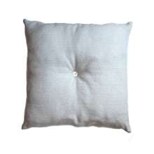 Load image into Gallery viewer, Wool Tufted Pillow, Chocolate.&amp; Fog with Vintage Abalone button
