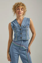 Load image into Gallery viewer, Rainbow Denim Vest
